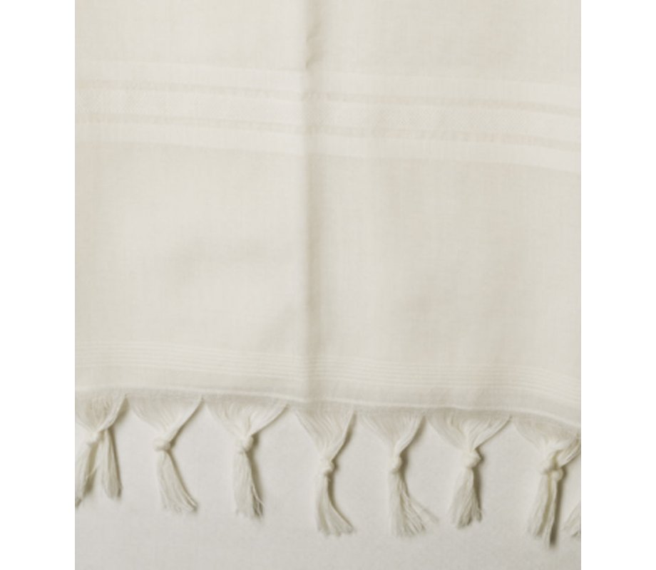 Buy Tallit Katan White Wool V Neck Tzitzit