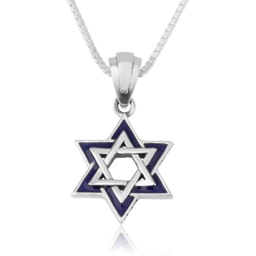 Double Star of David Pendant with Jerusalem Images on Reverse - Sterling Silver