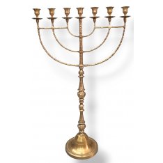 Giant Sized Seven Branch Menorah, Gold Metal with Antique Finish - 35