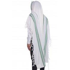 Hallel Non Slip Wool Non Shawl - Green Stripes