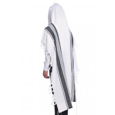 Hallelujah Wool Tallit Non Slip Prayer Shawl - Black Herringbone Stripes