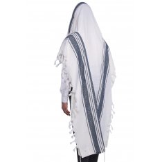 Hallelujah Wool Tallit Non Slip Prayer Shawl - Blue and Black Stripes