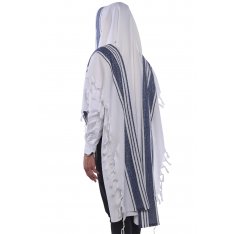 Hallelujah Wool Tallit Non Slip Prayer Shawl - Royal Blue and Black Stripes