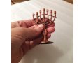 Mini Seven Branch Menorah, Decorative with Fish Symbol, Copper - Height 4