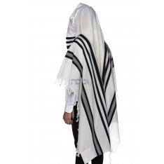 Modim Wool Classic Tallit Prayer Shawl - Black Stripes