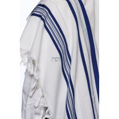 Modim Wool Classic Tallit Prayer Shawl - Royal Blue Stripes