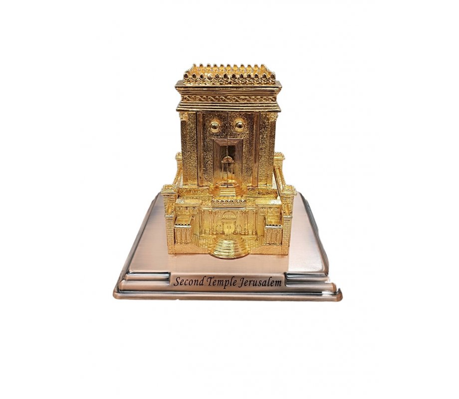 Raised Sculpture of Second Temple with Hidden Seven-Branch Menorah – Gold
