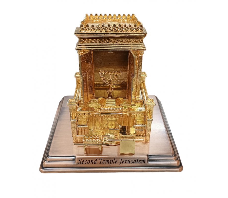 Raised Sculpture of Second Temple with Hidden Seven-Branch Menorah – Gold