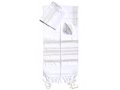 Silk Prayer Shawl Set with Handwoven Gold and Silver Stripes - Gabrieli