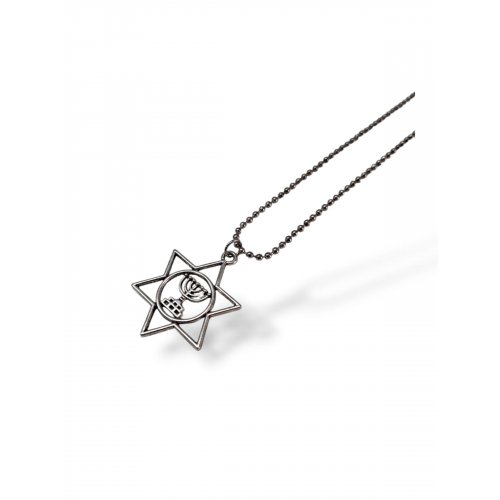 Star of David and Menorah Image Pendant with Chain  Stainless Steel