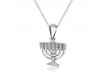 Sterling Silver Necklace, Decorative 7-branch Menorah Image as Pendant