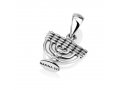 Sterling Silver Necklace, Decorative 7-branch Menorah Image as Pendant