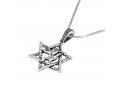 Sterling Silver Necklace with Pendant - Decorative Star of David Encloses a Lion Image