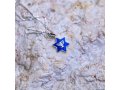 Sterling Silver Pendant Necklace - Blue Enamel Temple Menorah on Star of David - Jerusalem Reverse