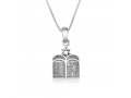 Sterling Silver Pendant Necklace - Image of Tablets with Ten Commandments