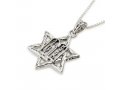 Sterling Silver Pendant Necklace - Ten Commandments on Star of David