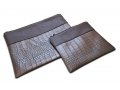 Tallit and Tefillin Bag Set, Chocolate Brown Faux Leather  Crocodile Design