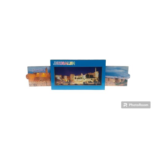 Wood Magnet with Slide-Open Sides - Colorful Citadel of David and Old City of Jerusalem