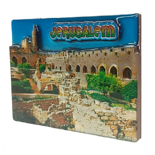 Wood and Epoxy Magnet, Gleaming 3-D Effect - Excavation Site at Citadel of David