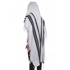 Yishtabach Praise Wool Non Slip Prayer Shawl - Black Stripes